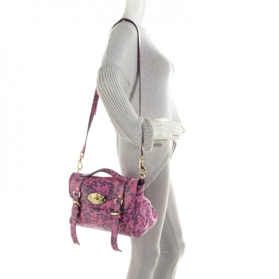 MULBERRY Shiny Leopard Alexa Peony Pink 172789 | FASHIONPHILE