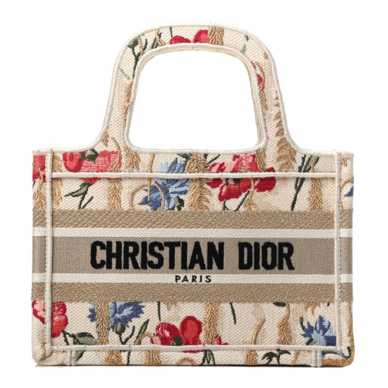 CHRISTIAN DIOR Canvas Embroidered Hibiscus Printed Mini Book
