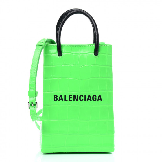 本日限定BALENCIAGA Shopping Phone Holder Bag BALENCIAGA Patent Calfskin Logo Shopping Phone Holder Bag