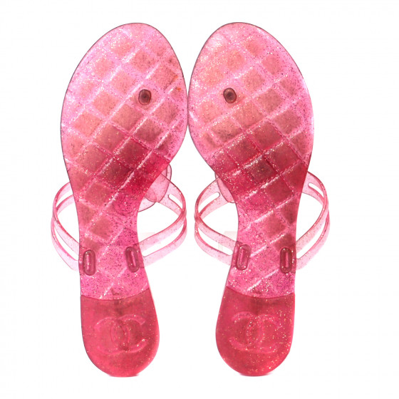CHANEL グリッター フラワーサンダル ピンク 35 CHANEL Jelly Camellia Glitter Thong Sandals 41 Rose Clair