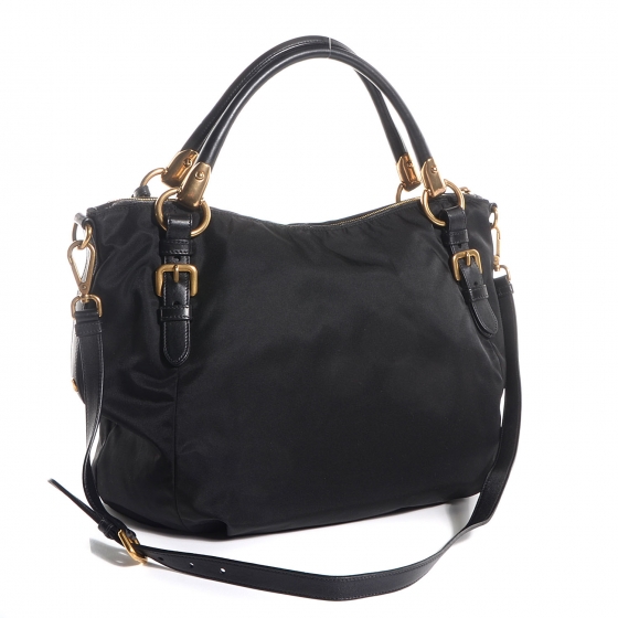 PRADA Tessuto Nylon Nappa Shoulder Bag Nero Black 80348