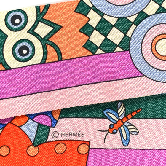 HERMES Silk Les Murmures de la Foret Twilly Vert Cyclamen