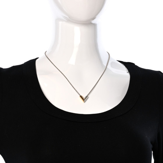 LOUIS VUITTON Essential V Necklace Silver Gold 1383308