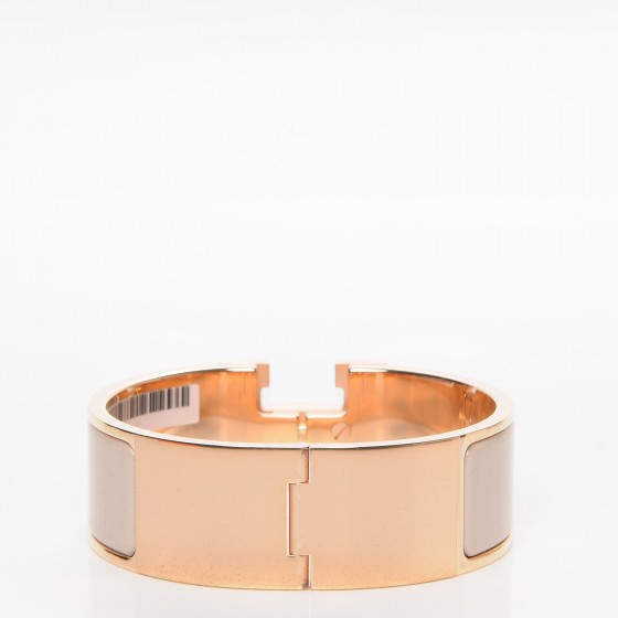 HERMES Enamel Wide Clic Clac H Bracelet PM Beige Rose 198578