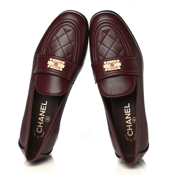 last sale CHANELローファー CHANEL Lambskin Quilted CC Turnlock Loafers 35.5 Fuchsia