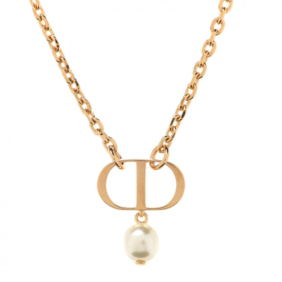 ネックレス・ペンダント Dior Petit Cd Short Necklace Petit CD Necklace Gold-Finish Metal and White Resin Pearl | DIOR