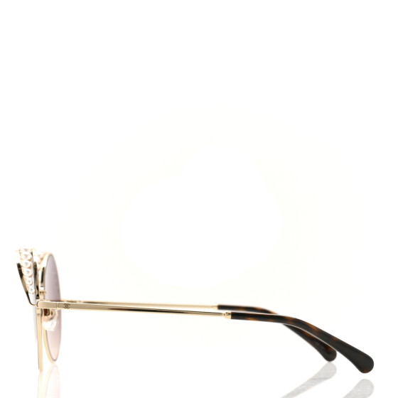 CHANEL Pearl Round Sunglasses 4234-H Light Brown 1624404