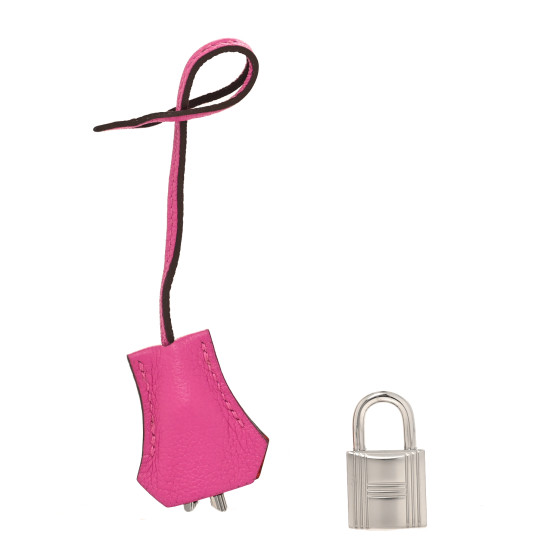 HERMES Evercolor Lock and Key Clochette Set Rose Pourpre