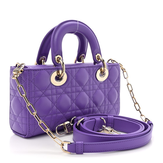 【ヴィンテージ】Rank:S☆Dior Purple Lady Mini Cannage バック Christian Dior Vintage Cannage bag Hand bag Purple 240527N