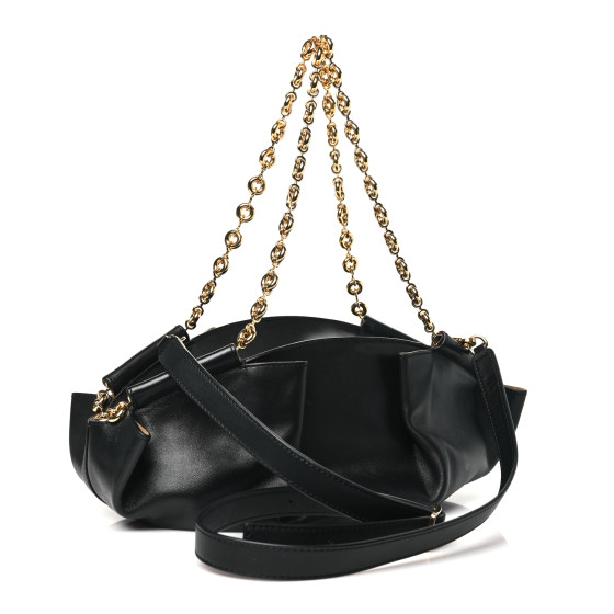 LOEWE Shiny Nappa Calfskin Small Paseo Bag With Chain Black