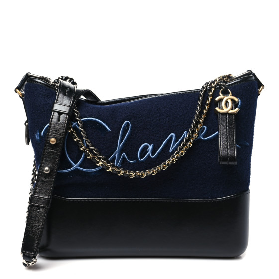 CHANEL Calfskin Wool Embroidered Paris Hamburg Medium