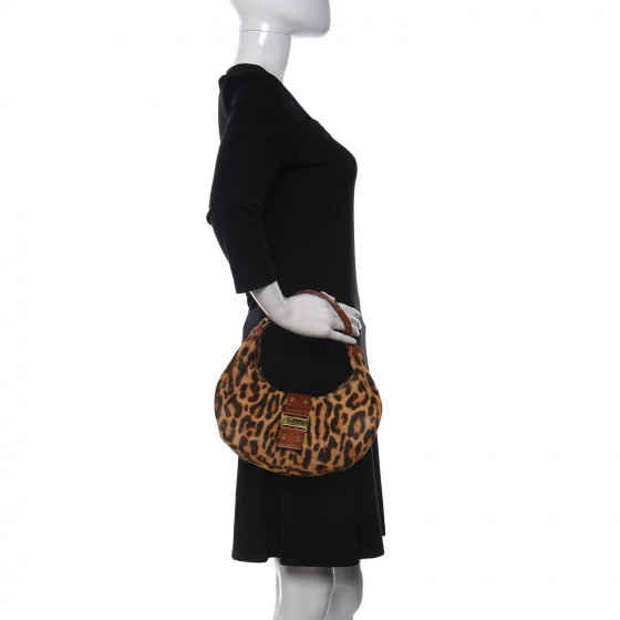 CHRISTIAN DIOR Pony Hair Leopard Print Street Chic Hobo