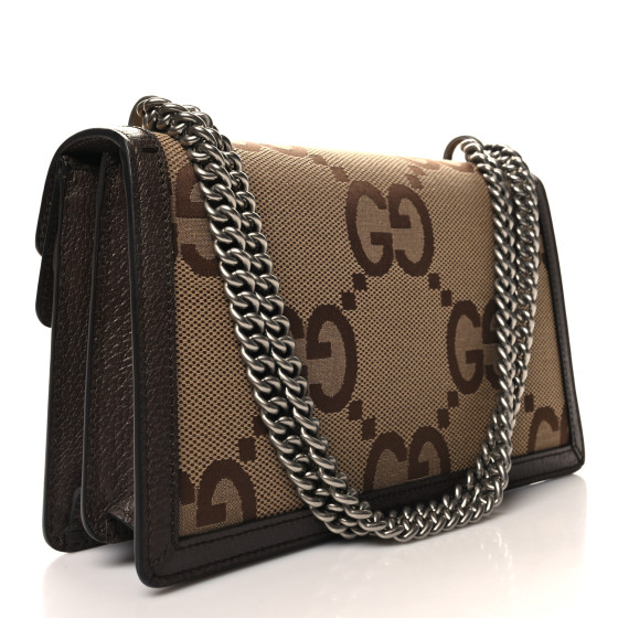 GUCCI Monogram Jumbo GG Textured Dollar Calfskin Small
