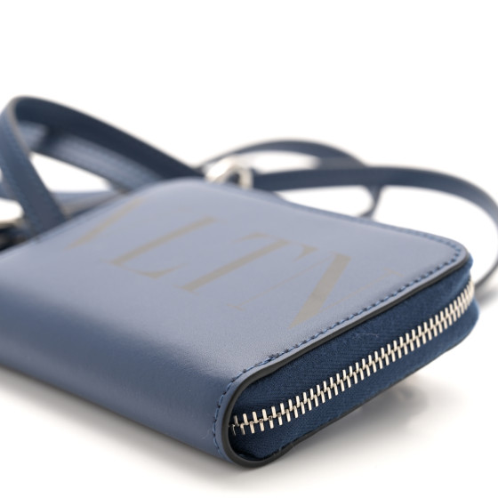 小物 VALENTINO VLTN Neck Wallet Blue VALENTINO GARAVANI Calfskin VLTN Print Wallet Crossbody Bag