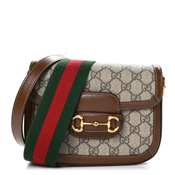 GUCCI GG Supreme Monogram Web Mini Horsebit 1955 Shoulder