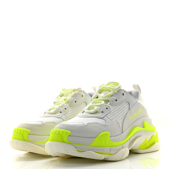 BALENCIAGA Fabric Mesh Womens Triple S Sneakers 37 Fluo