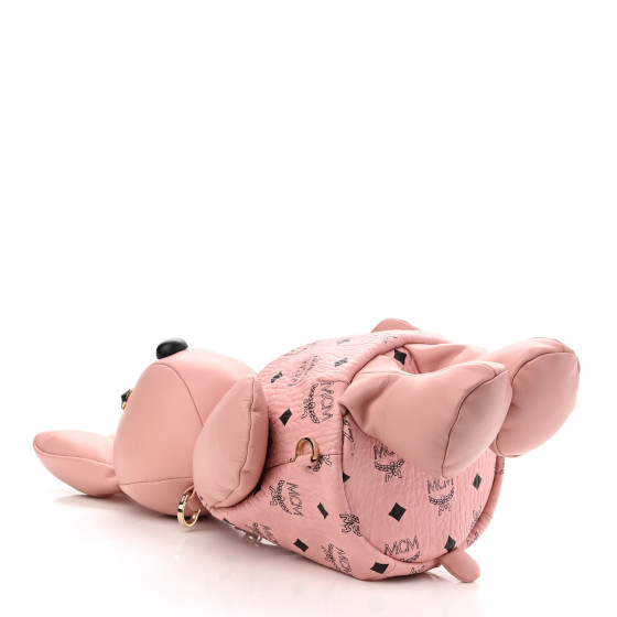 MCM Calfskin Visetos Rabbit Zoo Doll Backpack Soft Pink