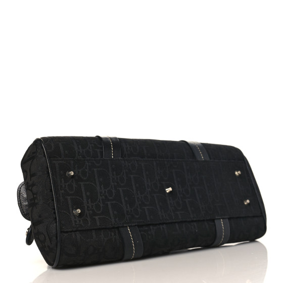 【ヴィンテージ】Rank:A☆Dior BLACK モンテイン スモール BAG CHRISTIAN DIOR Monogram Vintage Flowers Frame Satchel Black