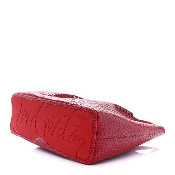【SALE】MEDIUM CROCODILE-PRINT CALFSKIN SHOPPER CHRISTIAN LOUBOUTIN Crocodile Embossed Calfskin Spiked Small