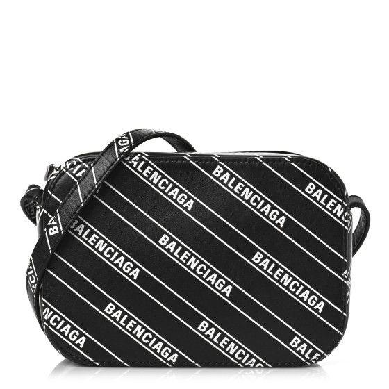 BALENCIAGA Calfskin Diagonal Allover Logo Print XS Everyday