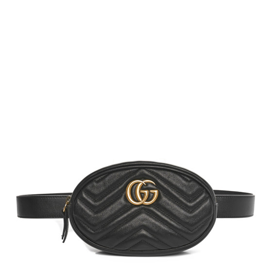 GUCCI Calfskin Matelasse GG Marmont Belt Bag 85 34 Black