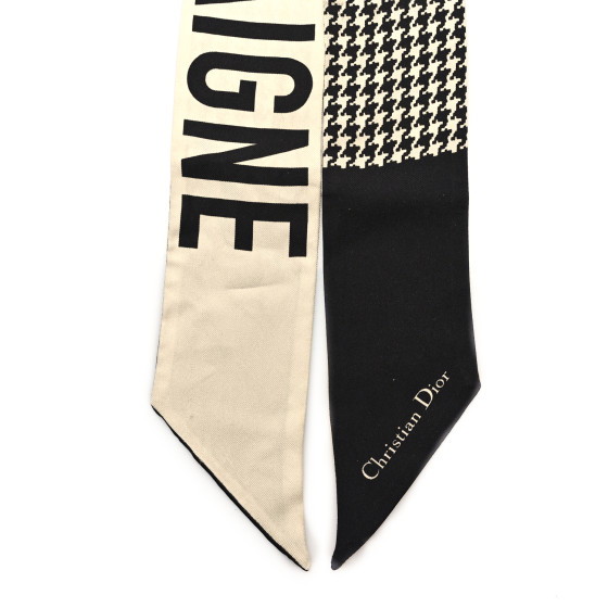 CHRISTIAN DIOR Silk 30 Montaigne Mitzah Scarf Black White