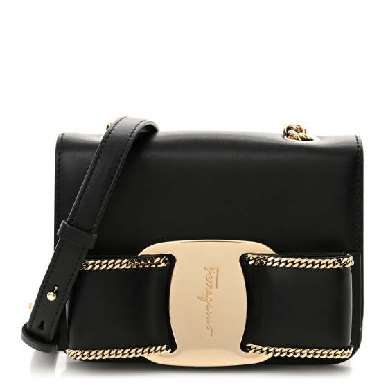 SALVATORE FERRAGAMO Calfskin Chain Mini Vara Bow Crossbody
