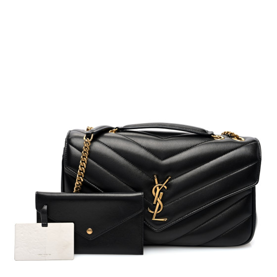 【Saint Laurent】LOULOU レザー ミディアム バッグ ブラック SAINT LAURENT Lambskin Matelasse Chevron Medium Loulou Black