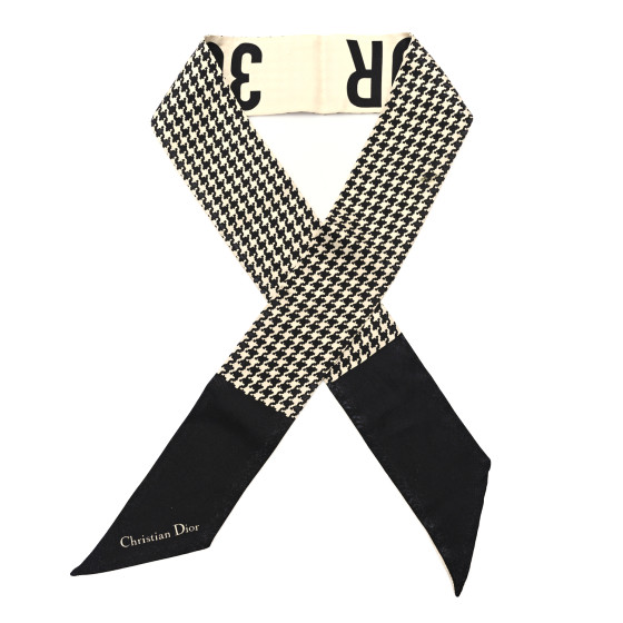 Christian Dior 30 Montaigne ミッツァ スカーフ CHRISTIAN DIOR Silk 30 Montaigne Mitzah Scarf Black White