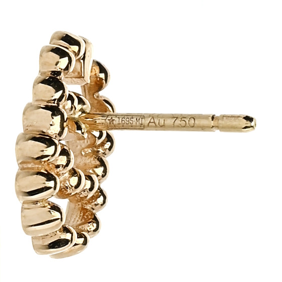 GUCCI 18K Yellow Gold Running G Scalloped Stud Earrings