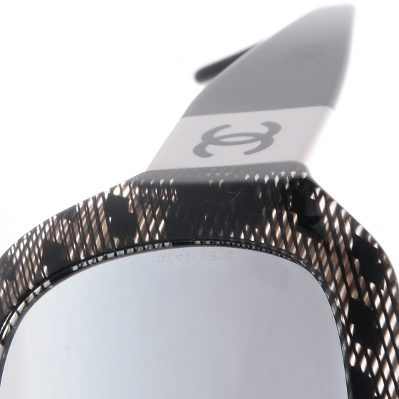 シャネル　186 Authentic CHANEL SQUARE SUNGLASSES Black/Clear Lace Design