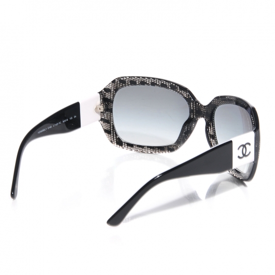 シャネル　186 CHANEL Acetate CC Lace Effect Sunglasses 5146 Black White