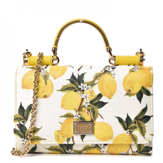 DOLCE & GABBANA Dauphine Lemon Print Wallet On Chain Yellow