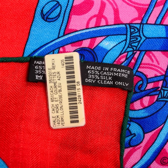 【返品送料無料】 Silk Cashmere HERMES Mors 140 Shawl Remix Gourmettes Et 小物