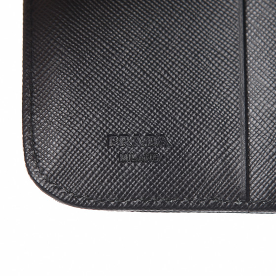 PRADA Tessuto Nylon Compact Zip Around Wallet Black 471132
