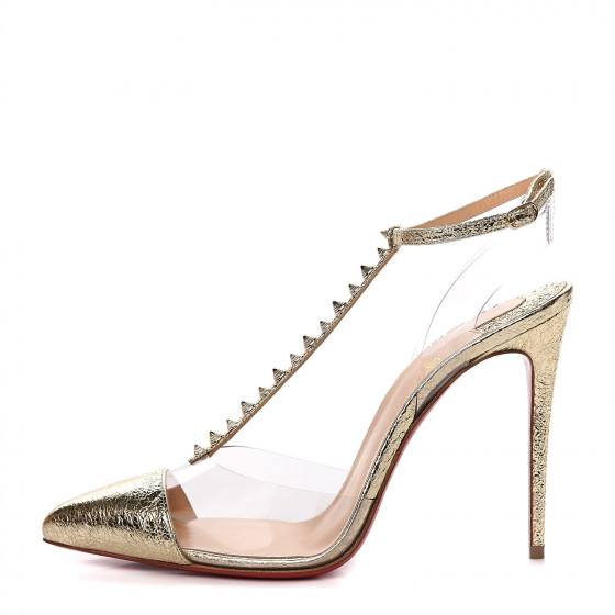 CHRISTIAN LOUBOUTIN Metallic PVC Nosy Spikes 100 Pumps 38.5