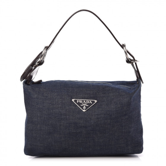 PRADA Denim Shoulder Bag Bleu 873436 | FASHIONPHILE