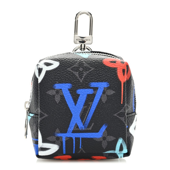 LOUIS VUITTON Monogram Eclipse LV Graffiti Squared Pouch Bag Charm Multicolor