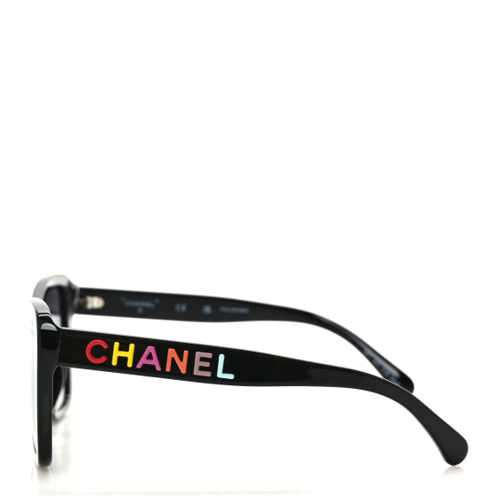CHANEL Acetate Polarized Butterfly Sunglasses 71548A Black
