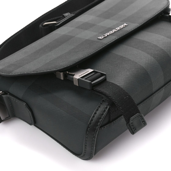 BURBERRY Check Small Wright Messenger Charcoal 1411145