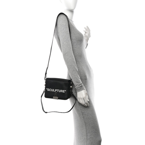 OFF-WHITE Saffiano Sculpture Binder Clip Shoulder Bag Black