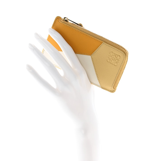 [Loewe] Puzzle Coin Card Holder - Worm ☆送料込☆ LOEWE Calfskin Puzzle Colorblock Coin Card Holder Asphalt