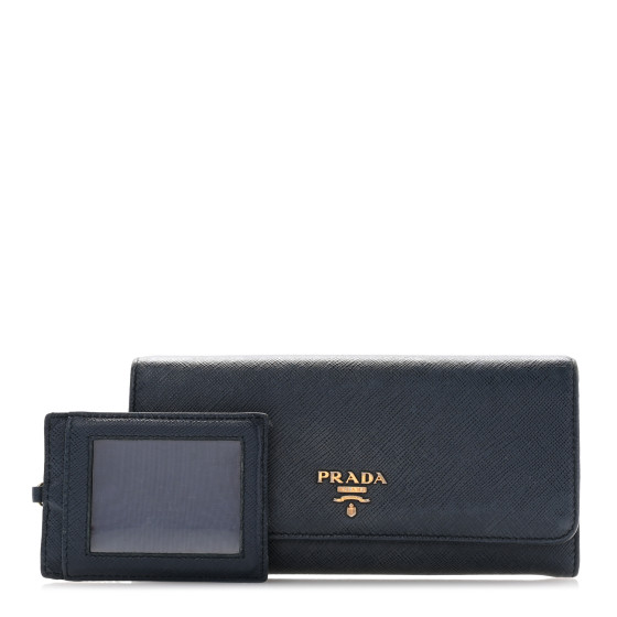 PRADA Saffiano Metal Continental Flap Travel Wallet Baltico