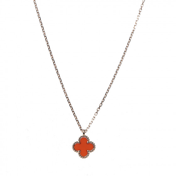 VAN CLEEF & ARPELS 18K Rose Gold Carnelian Sweet Alhambra