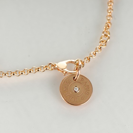 HERMES 18K Rose Gold Diamond Gambade Bracelet SH 173287