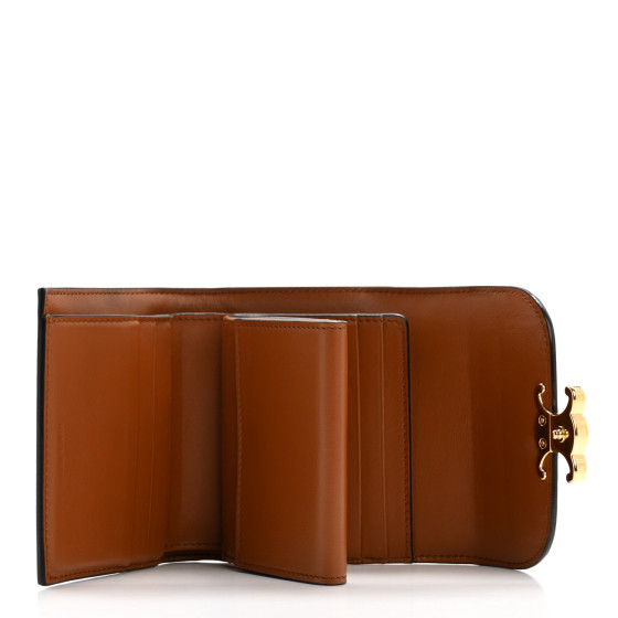 CELINE Textile Calfskin Small Triomphe Wallet Natural Tan
