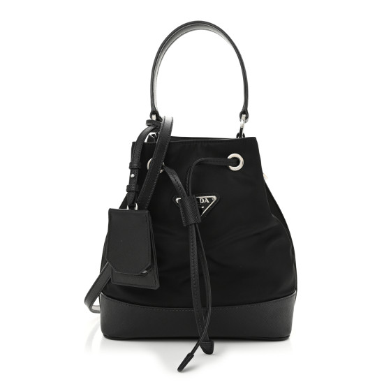 PRADA Tessuto Nylon Saffiano Secchiello Bucket Bag Black 1625405