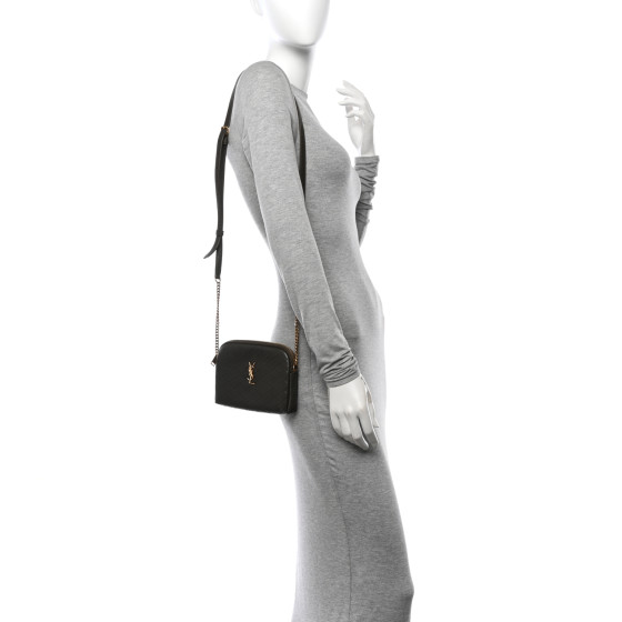 SAINT LAURENT Lambskin Quilted Gaby Zipped Pouch Light Musk