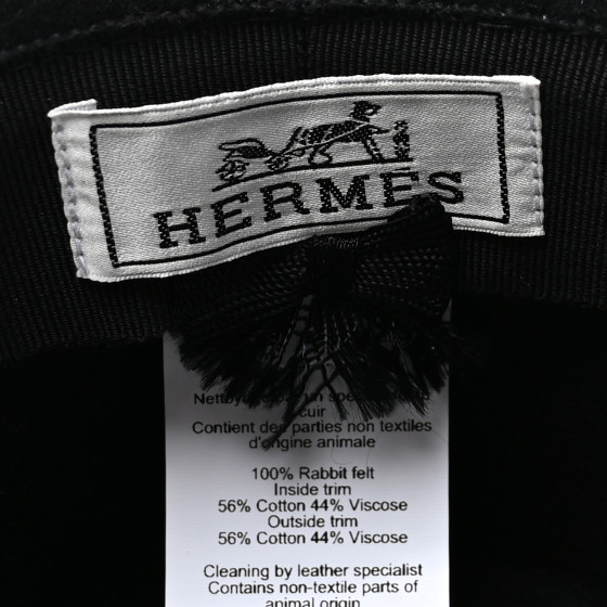 HERMES Rabbit Felt Farrah Clou de Selle Hat 56 Black 1620021