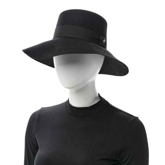 HERMES Rabbit Felt Farrah Clou de Selle Hat 56 Black 1620021